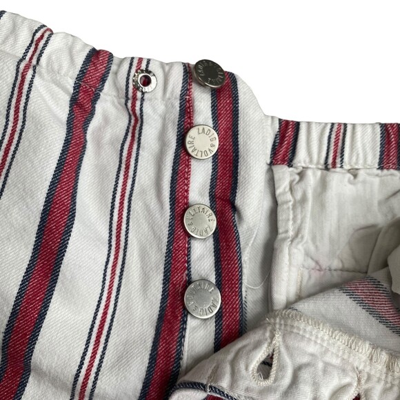 Zadig & Voltaire Womens M Red Pinstripe Ankle Trouser Button Fly Coastal Cowgirl - Picture 4 of 14